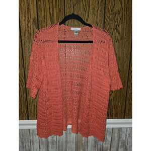 Women's Christopher & Banks Coral Open Knit Cardigan XL